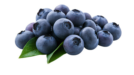 Heap of fresh blueberries with green leaves © Asmud