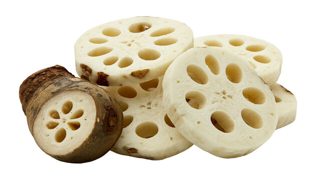 Sliced lotus root with one whole piece