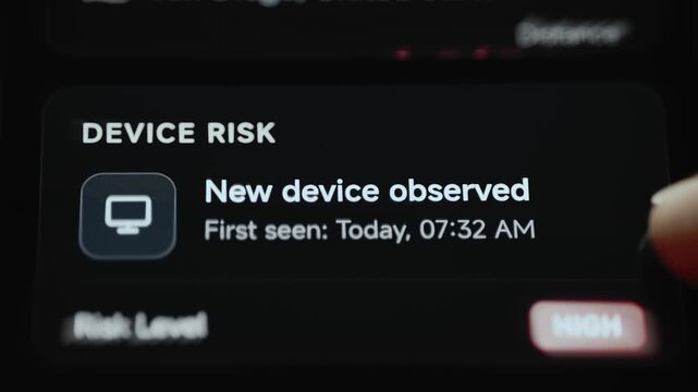 new device observed carries high risk