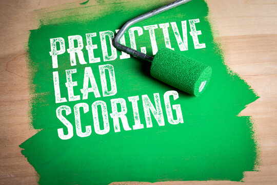 PREDICTIVE LEAD SCORING Painted Green with Roller on Wooden Surface