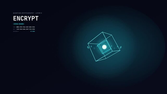 Abstract Quantum Encryption Matrix Cyber Security Animation