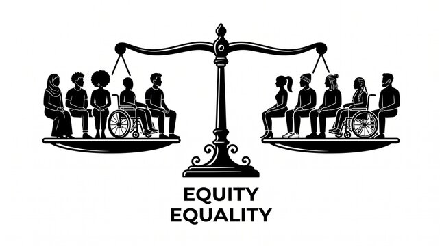Equity vs Equality Concept &mdash; Balanced Inclusion and Fair Opportunity Illustration