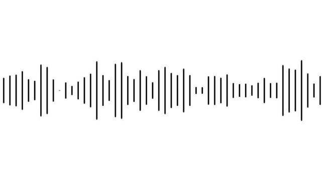 music audio waveform spectrum moving animation on black and white background. Sound wave pattern audio visual waveform of music bar concept 4k