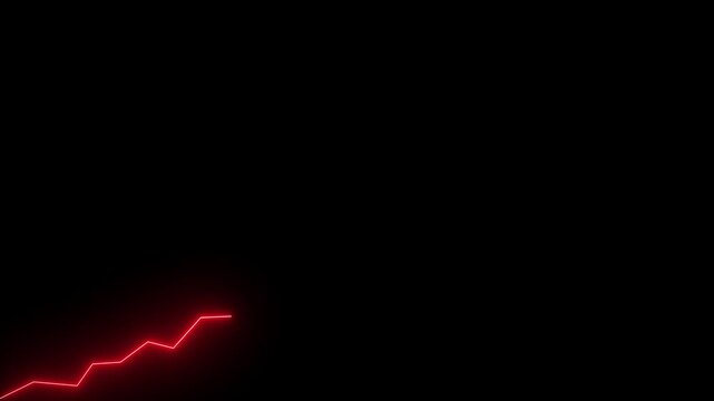 Market Recovery Concept up. Successful growth trend sin line graph going Up. Glowing neon line arrow up business graph. business neon line animation 4k video with alpha channel.