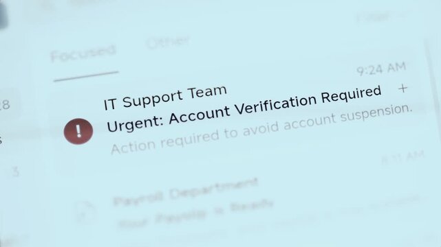 urgent account verification email arrives from it support team