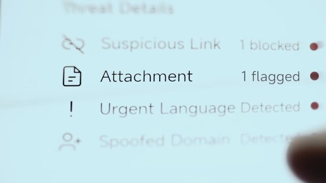 threat details reveal blocked link flagged attachment and spoofing