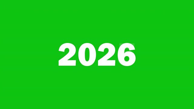 Chronological digital year transition animation from 2000 to 2026 on green screen background for easy chroma keying.