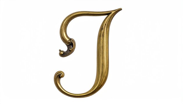 Golden Ornate Letter J with Decorative Curves