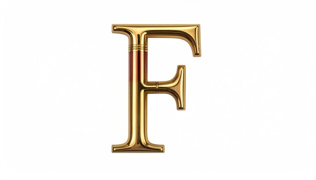 Golden Letter F Classic Serif on White