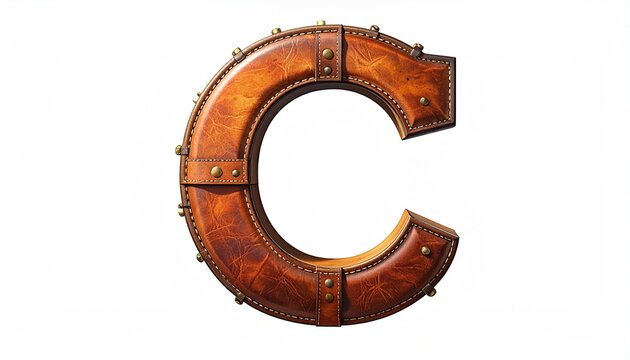 Rusty Leather Letter C with Steampunk Style