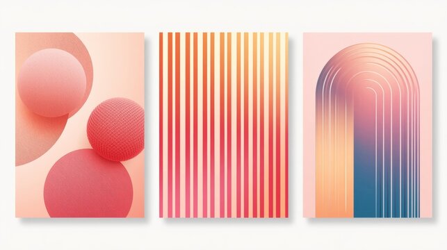 Contemporary abstract poster set with showcases modern poster trio combining soft pastel gradients
