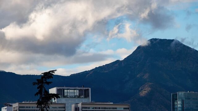 manquehue hill santiago Chile skyline mountain clouds panoramic landscape