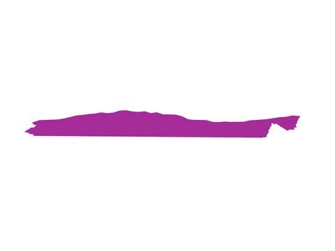 A purple silhouette map of the island of Crete on black background