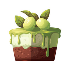 Mini Chocolate cake with grapes, illustration