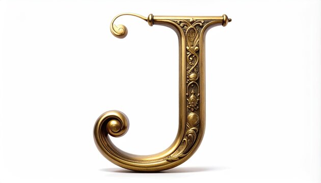 Ornate Gold Letter J with Decorative Embellishments