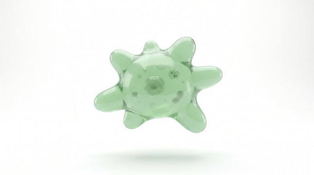 Amoeba single cell organism 3D illustration white background