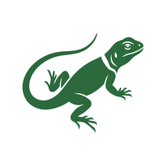 Obraz premium Green Lizard Icon Silhouette, Reptile Graphic Design, Vector Illustration