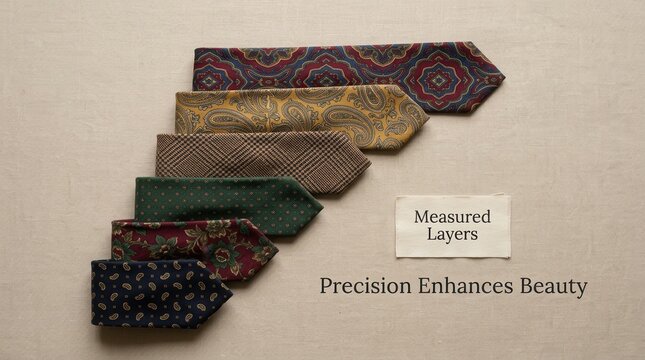 Elegant collection of premium silk neckties featuring vintage paisley and floral patterns neatly arranged in a tiered layout, representing sophisticated mens fashion and professional