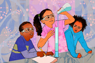Children enjoying doing science experiment