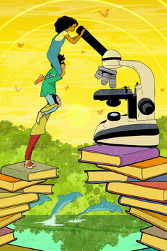 Young people cooperating to study science