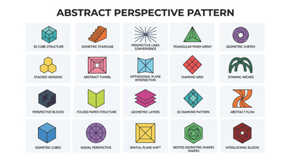 Fototapeta premium Colorful geometric shapes arranged in an attractive perspective pattern design