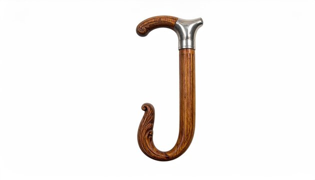 Vintage Wood and Metal Hook Handle Walking Cane