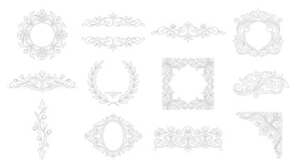 Fototapeta premium Decorative Ornate Flourish Elements, Isolated Vector Graphics