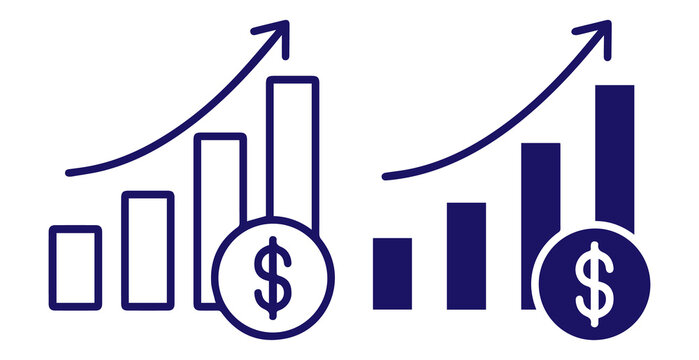 Business growth and financial success chart with rising arrow and dollar coin symbol for investment profit and wealth increase PNG.