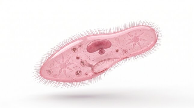 Paramecium single cell organism 3D illustration white background