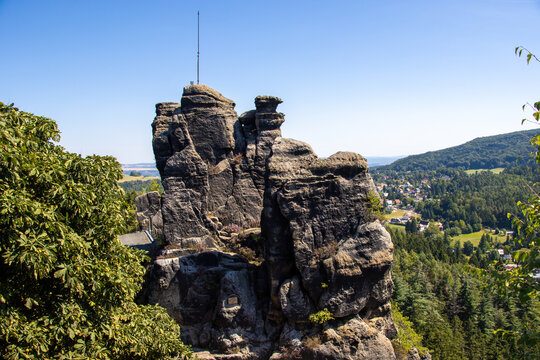 Nonnenfelsen Nuns Rock Sandstone Formations near Jonsdorf, Zittau Mountains, Saxony, Germany.