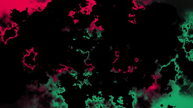 Futuristic abstract fluid smoke loop featuring neon pink and green marble ink textures, designed for VJ performances, technology themes, creative media projects, and video production.
