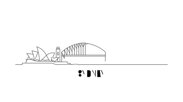 Simple line art of Sydney skyline