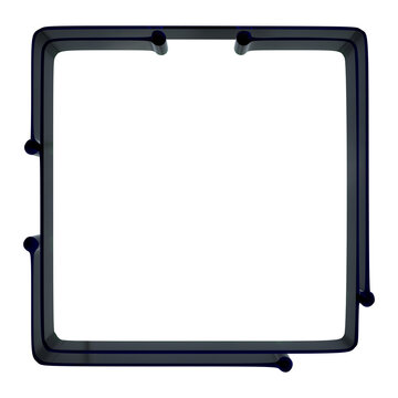 3d black square frame border, minimal geometric line art template isolated on transparent background