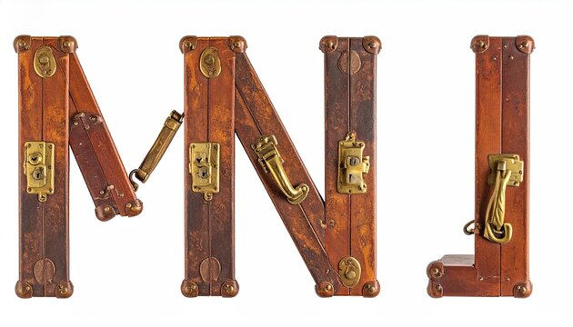Rustic Leather Suitcase Letters Form M N L