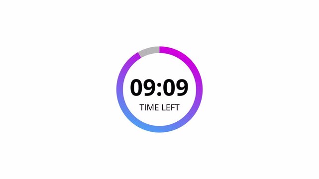 10 minute countdown timer complete in one minute with transparent background, ten minute timer video in 4k.