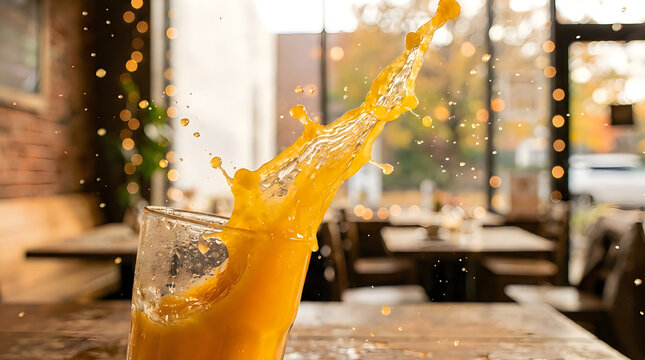Orange Juice Splash Macro Close-Up
