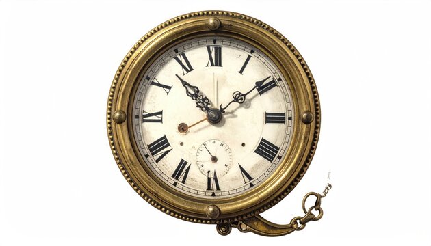 Vintage Brass Pocket Watch Roman Dial Antique Timepiece