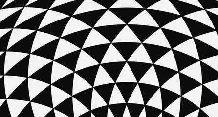 Fototapete 3D "Abstract Black and White Optical Illusion Geometric Triangle Dome Pattern Background with Halftone Grain Texture"  © Mifta