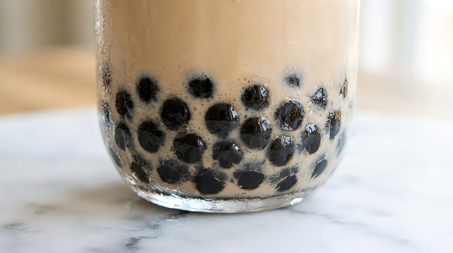 Bubble Tea Tapioca Pearls Macro Close-Up
