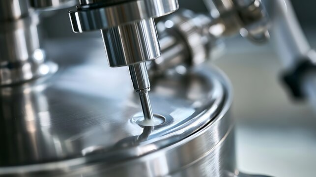 Automated industrial robotic arm dispensing liquid adhesive on metal surface.