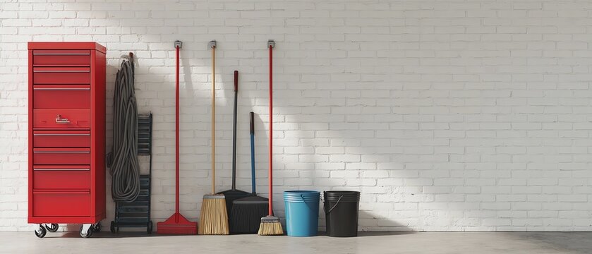 Clean tools organized in a bright workspace.
