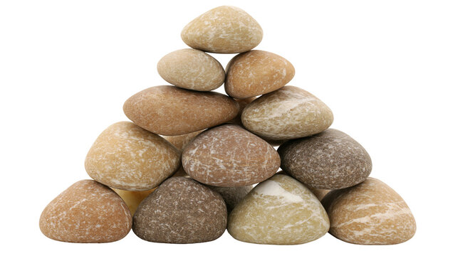 Stack of smooth river stones in various earthy tones
