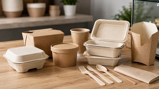 Sustainable biodegradable food packaging and disposable tableware made from natural plant fiber