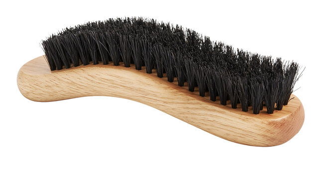 Wooden handled brush with black bristles