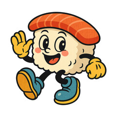 Naklejka premium PNG Playful sushi character illustration.