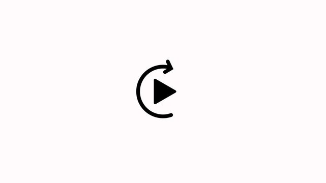 Circular play icon for next animation on white background. Video next icon animation for intuitive user interaction with alpha channel
