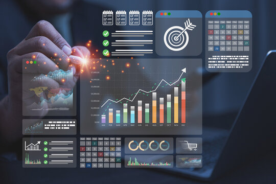 Professional Project Management Dashboard with Interactive Data Metrics on Laptop.