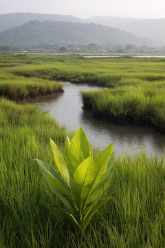 stunning coastal wetland in sierra leone characterized by long shadows and dramatic contrasts