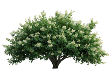 Obraz premium Wide ornamental flowering tree with white blossom clusters