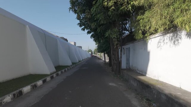 Driving Forward Along a Historic Street Near Kraton Palace in Yogyakarta, Indonesia